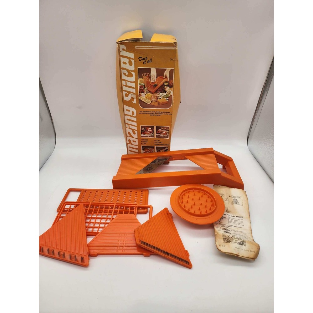 Vintage Amazing Slicer Orange Mandoline Vegetable Slicer Manual Food Processor